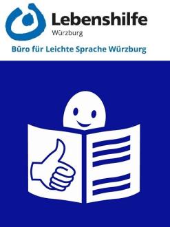  Logo für Lebenshilfe Würzburg und Zeichen für Leichte Sprache
