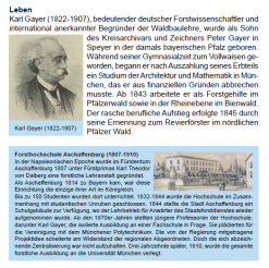  Teil der Infotafel, Text + Bilder von Karl Gayer und Forstlehranstalt