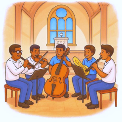  Blasmusiker mit Solisten in Kirche