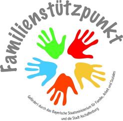  Logo der Familienstützpunkte, 5 bunte Hände im Kreis