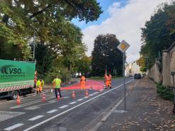 Fahrradstraße mit den neuen Markierungen
